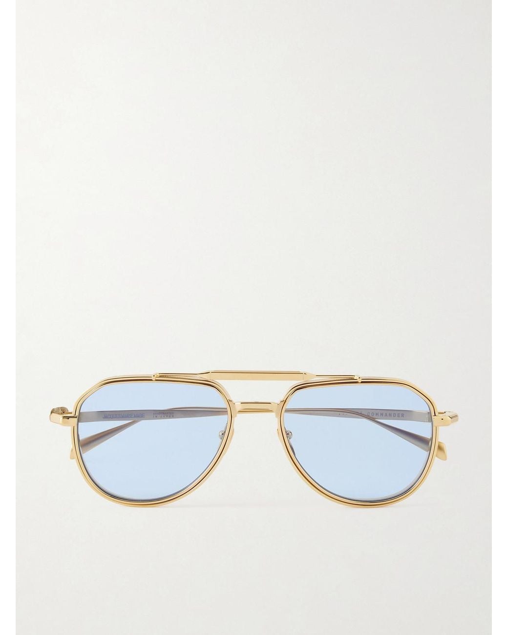 Jacques Marie Mage Blue Commander Aviator-style Gold-tone Sunglasses for men