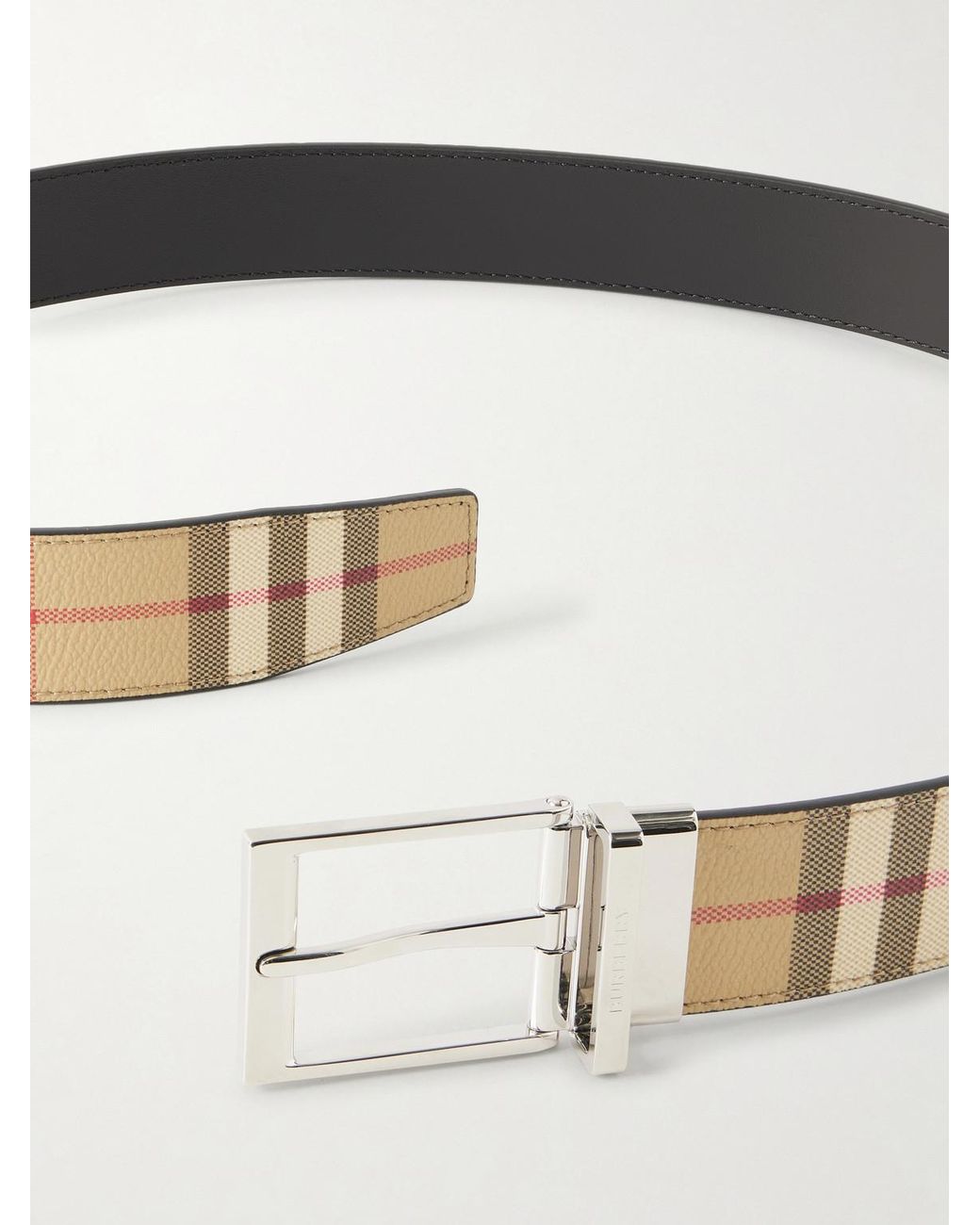 Burberry Natural 3.5cm Reversible Checked Coated-leather Belt for men