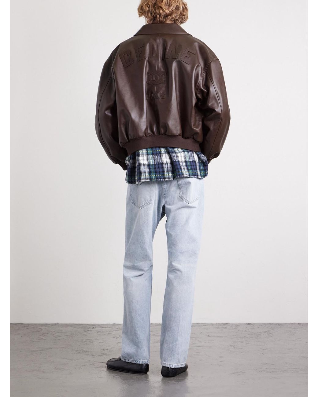 Leather Blouson Jacket di Céline in Brown da Uomo
