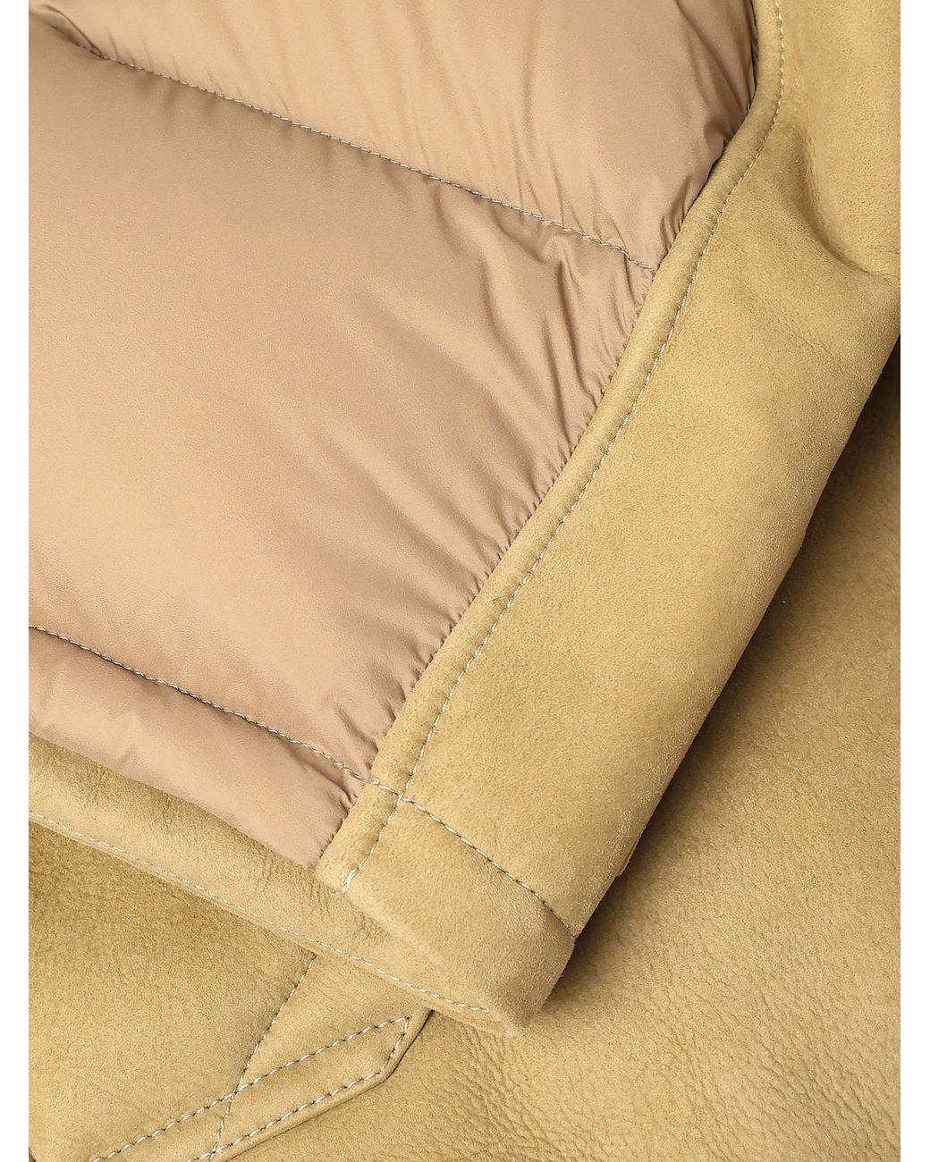 Moncler Natural Tonnay Shearling-Trimmed Suede Down Jacket for men