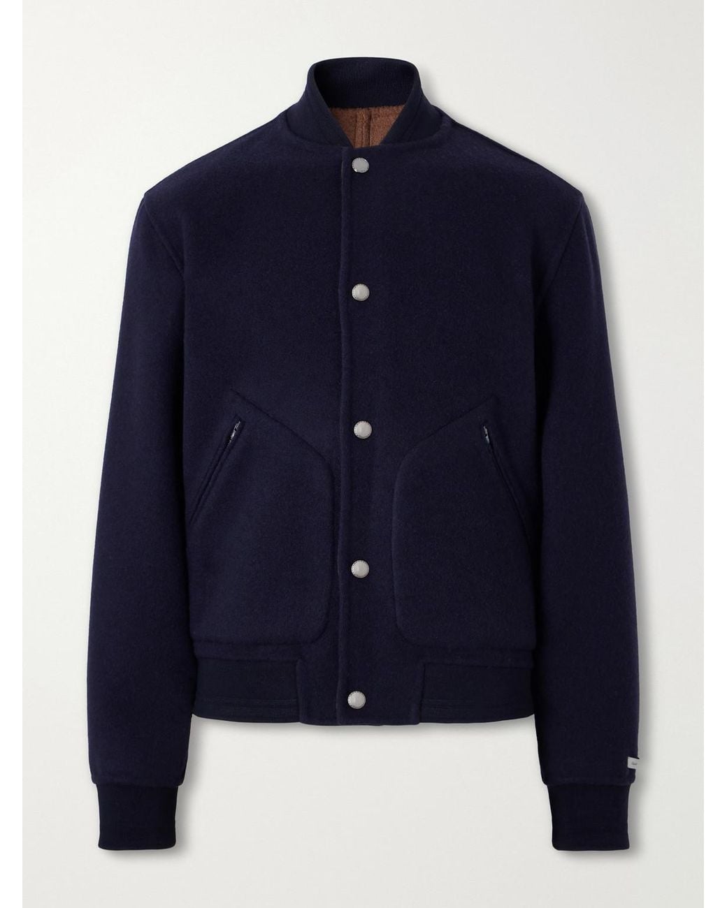 Canali Blue Reversible Cashmere And Silk-Blend Felt Bomber Jacket for men