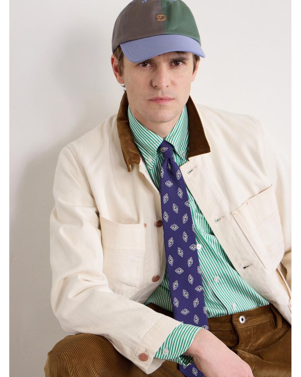 Drake's Natural Logo-Embroidered Cotton-Twill Baseball Cap for men