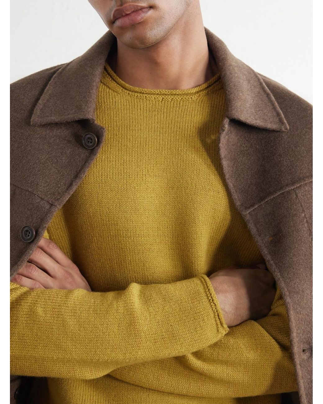 Inis Meáin Yellow Merino Wool And Linen-Blend Sweater for men