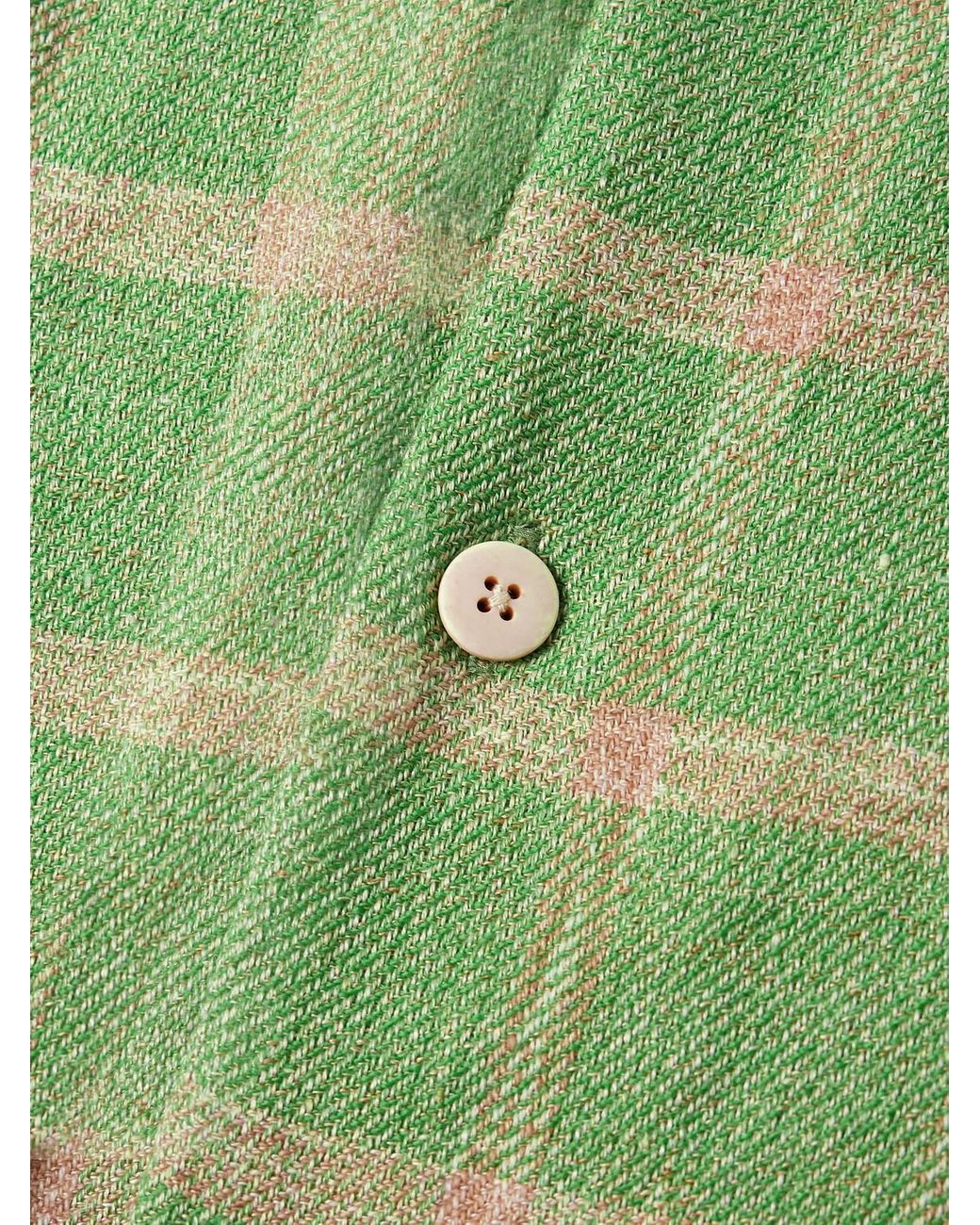 Visvim Green Keesey Checked Linen And Wool-Blend Down Jacket for men