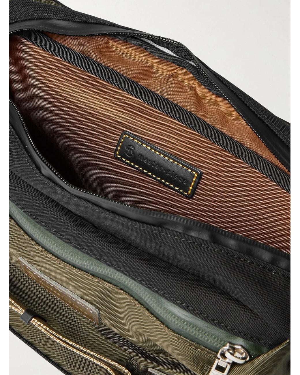 Master Piece Green Potential Leather-trimmed Cordura® Ballistic Nylon Belt Bag for men