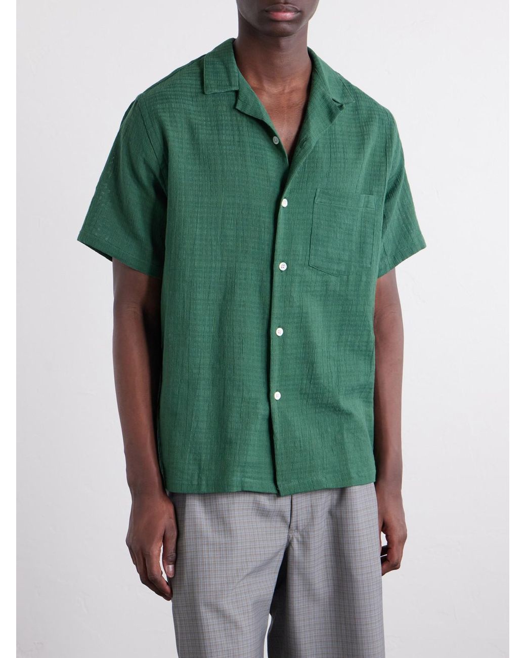 Portuguese Flannel Green Organic Cotton Shirt for men
