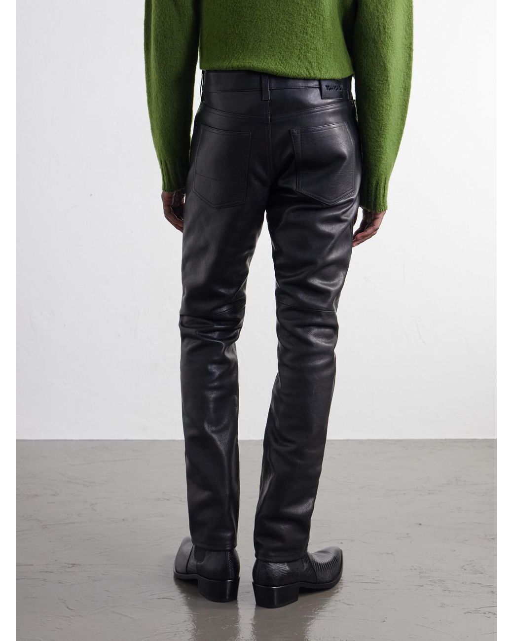 Tom Ford Black Slim-Fit Leather Trousers for men