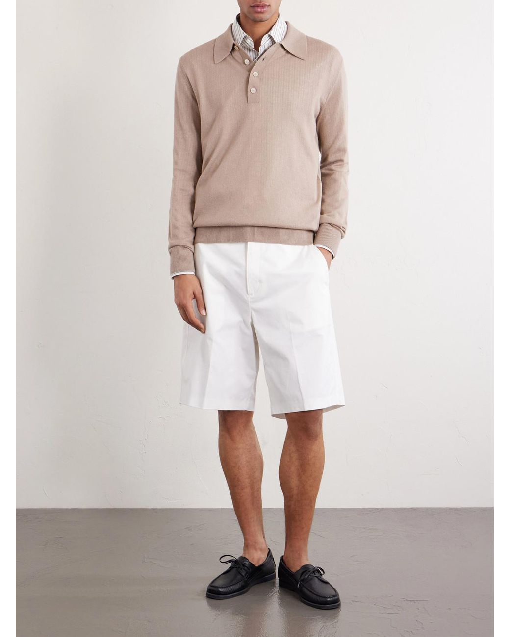 Piacenza 1733 Natural Silk And Cashmere-blend Polo Sweater for men