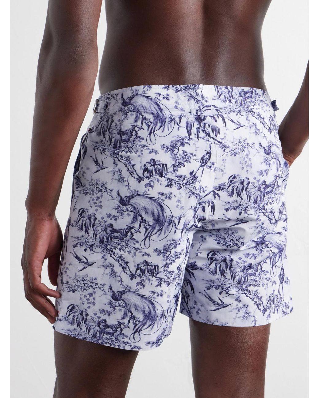 Orlebar Brown Blue Bulldog Passetto Straight-Leg Mid-Length Printed Swim Shorts for men