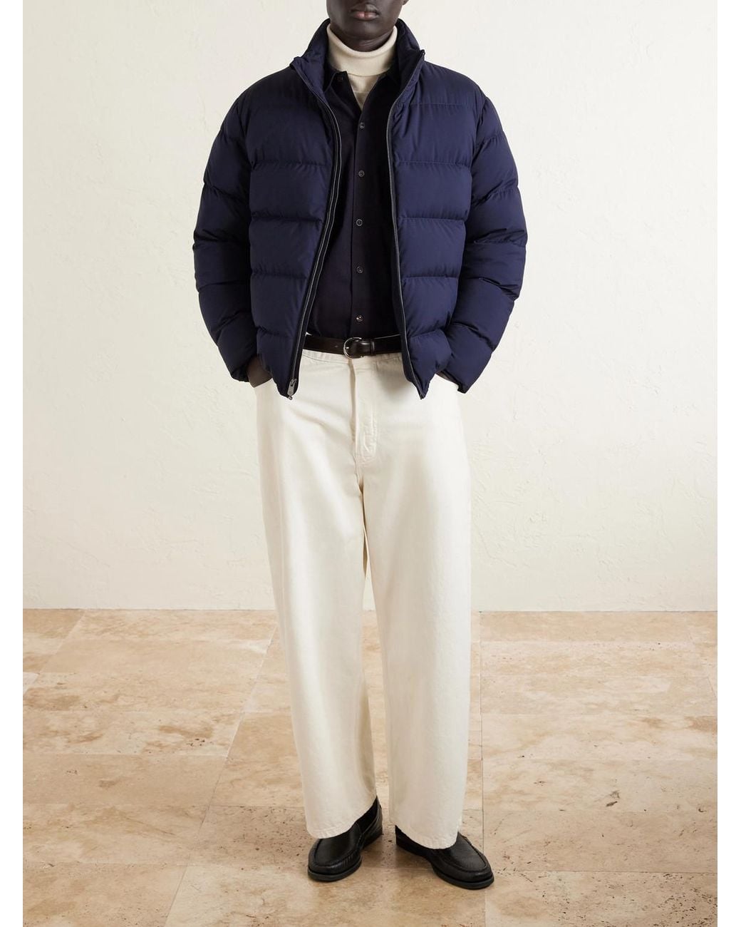 Ralph Lauren Blue Quilted Shell Down Bomber Jacket for men