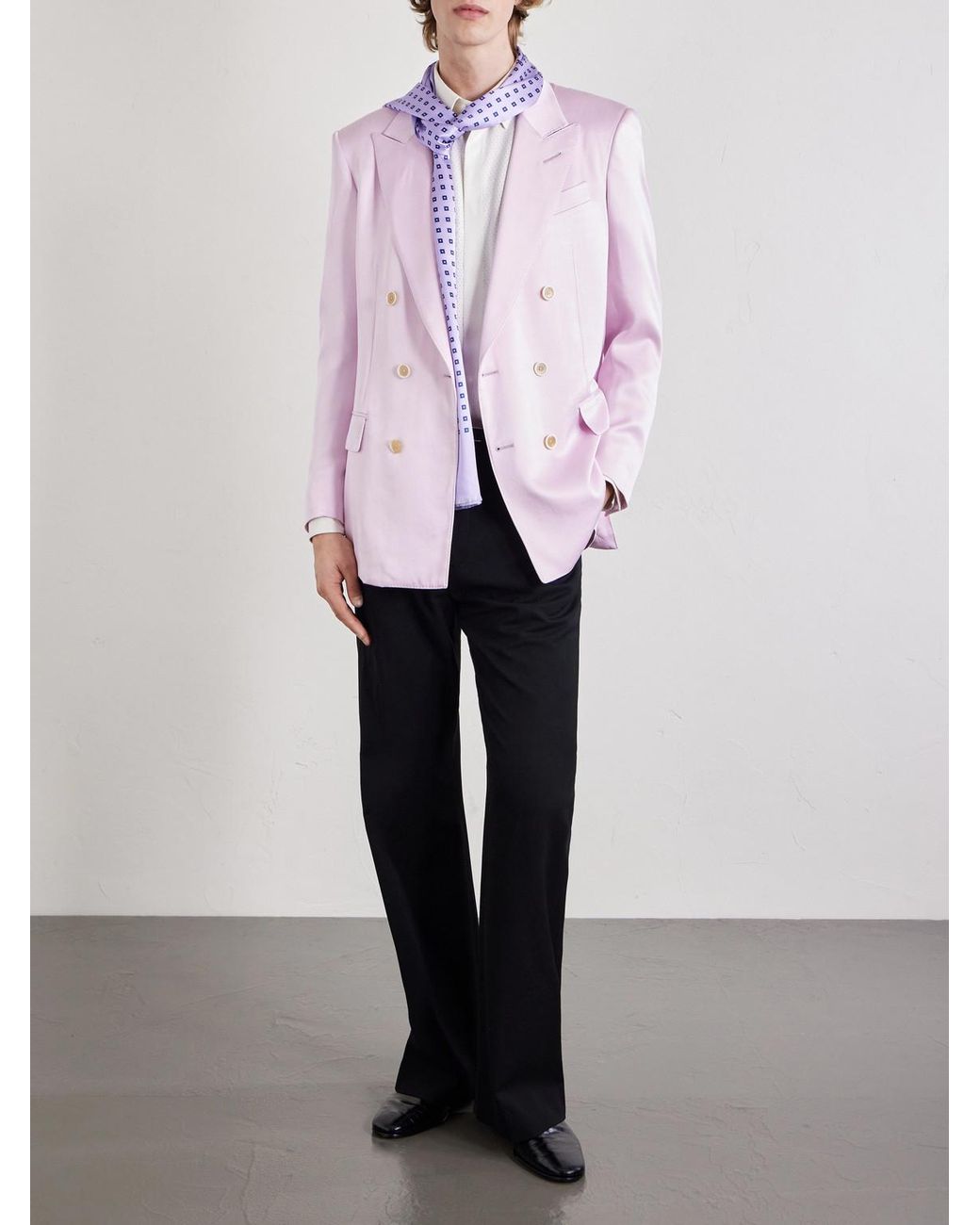 Tom Ford Pink Double-Breasted Silk-Gabardine Blazer for men