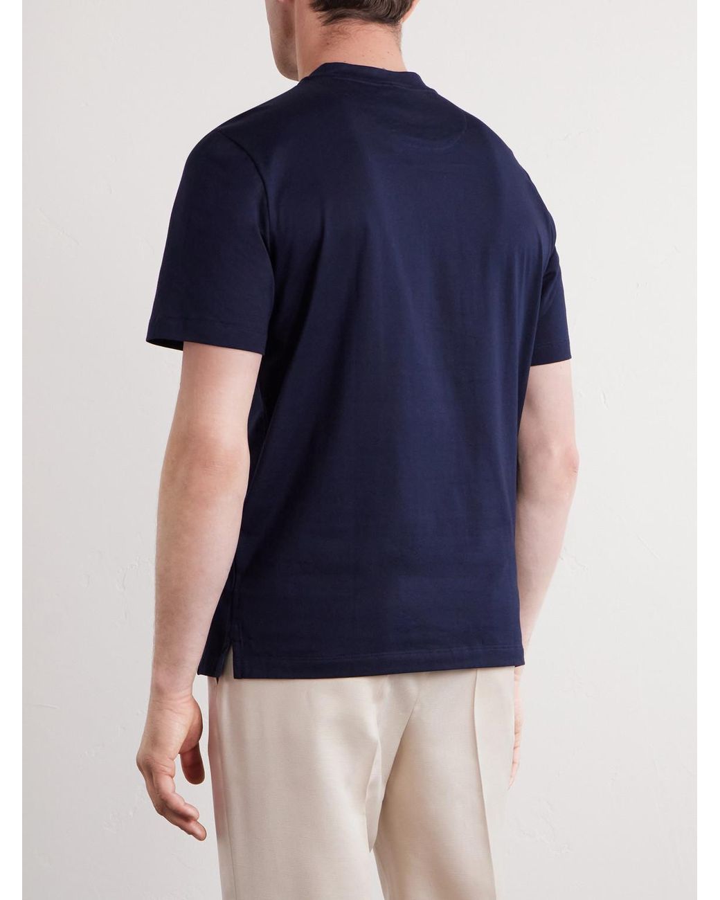 Brioni Blue Cotton-Jersey T-Shirt for men