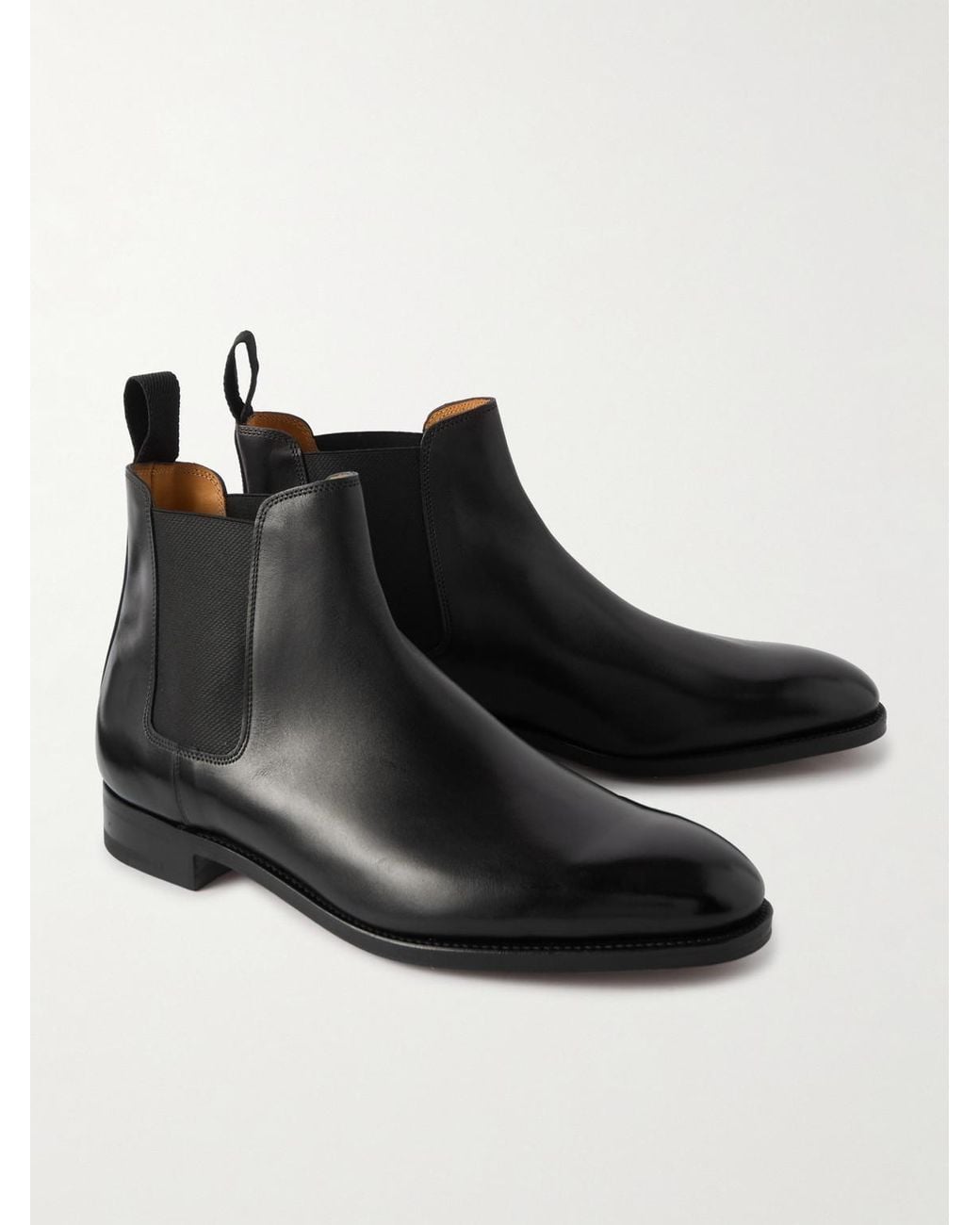 John Lobb Black Lawry Leather Chelsea Boots for men