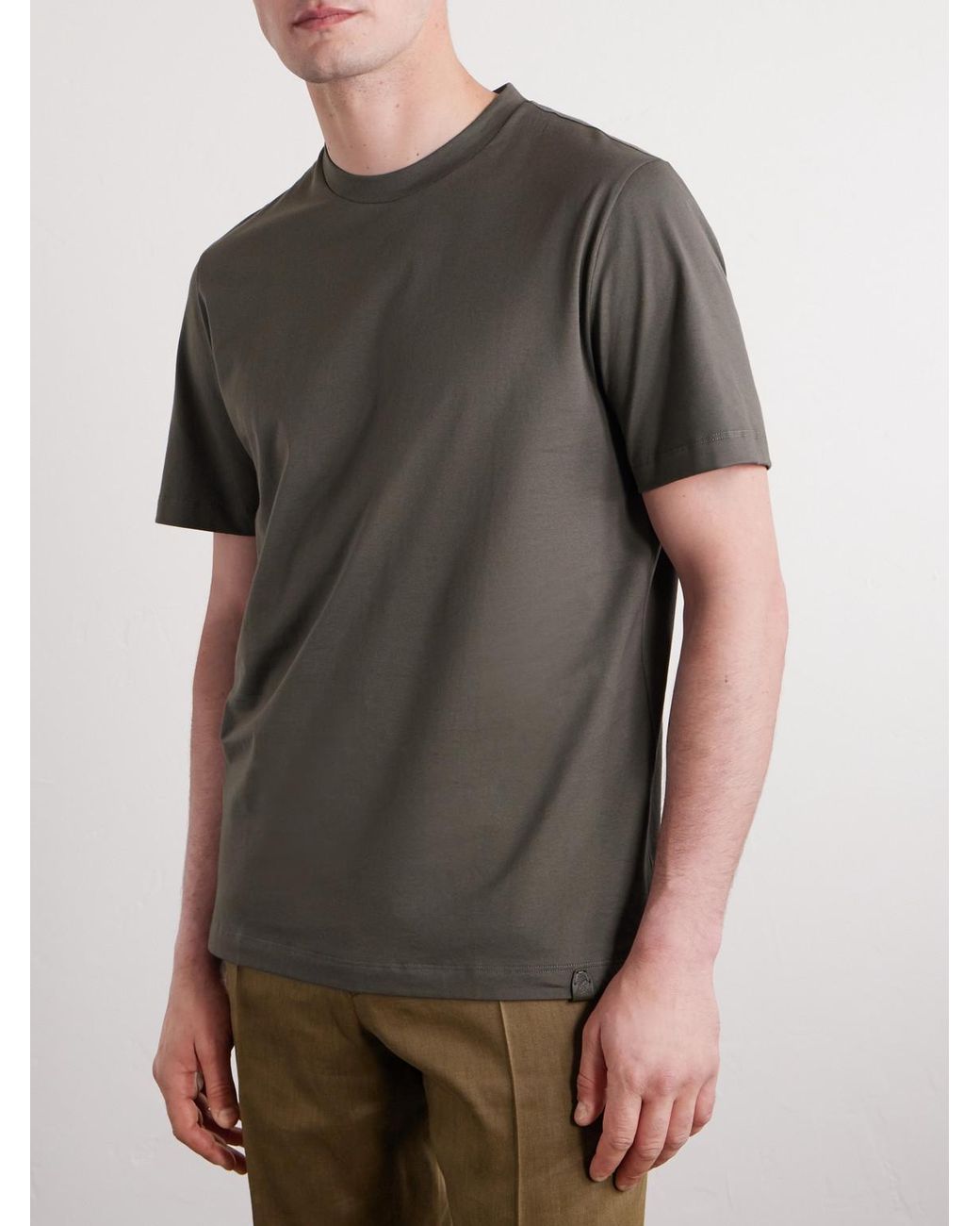 Brioni Gray Cotton-Jersey T-Shirt for men