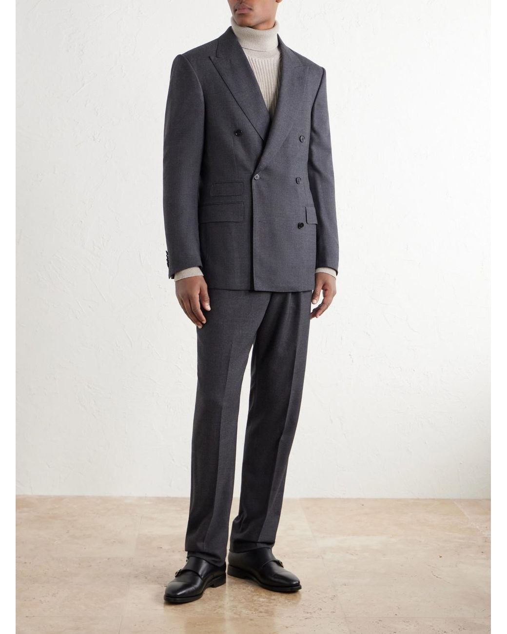 Dunhill Blue Straight-Leg Wool And Cashmere-Blend Suit Trousers for men
