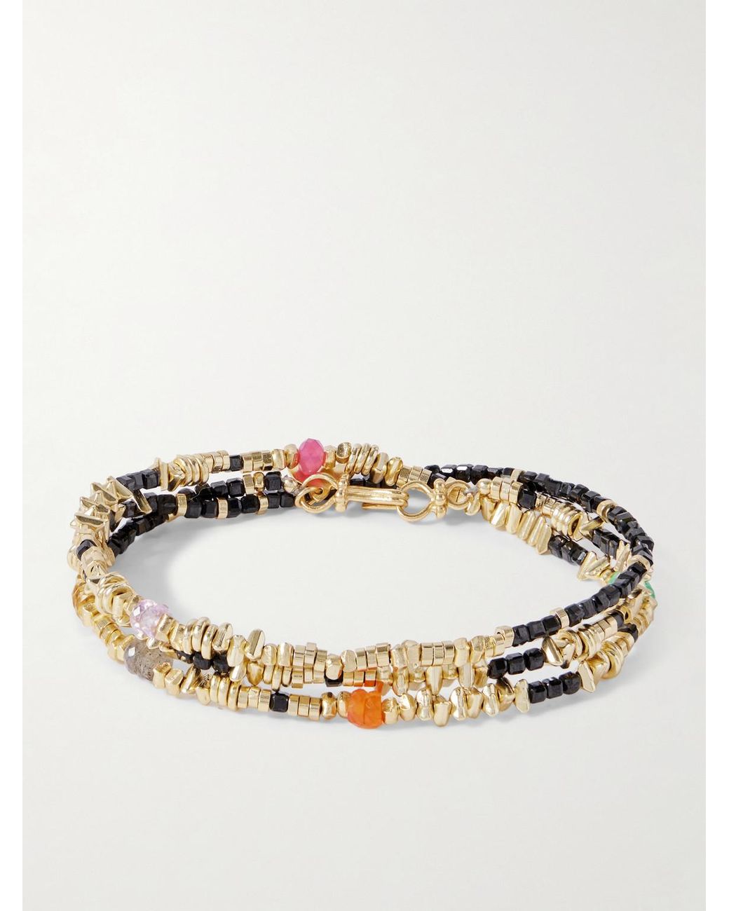 Peyote Bird Metallic Como 14-karat Gold-plated Multi-stone Beaded Bracelet for men