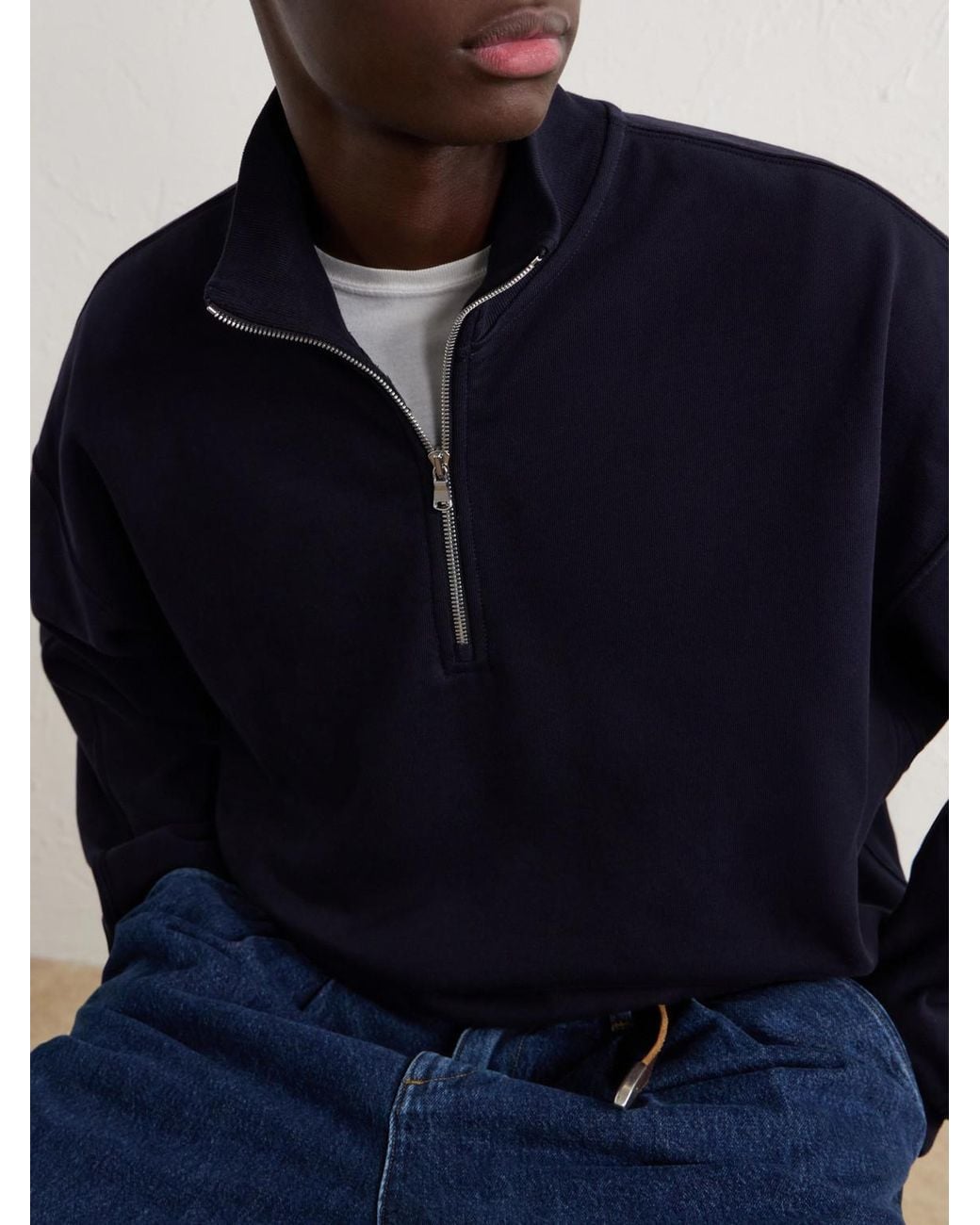 Agolde Blue Idris Cotton-Jersey Half-Zip Sweatshirt for men