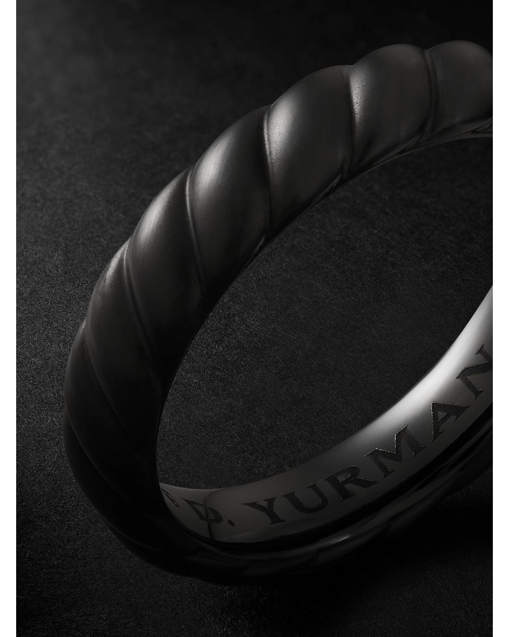 David Yurman Black Sculpted Cable Titanium Ring for men