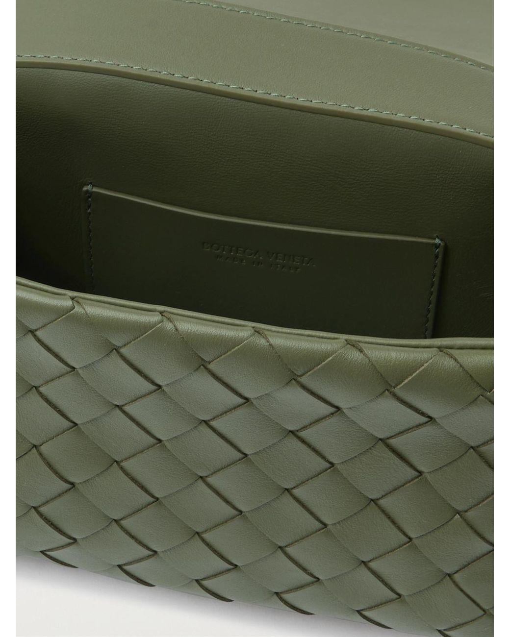 Bottega Veneta Green Intrecciato Leather Messenger Bag for men