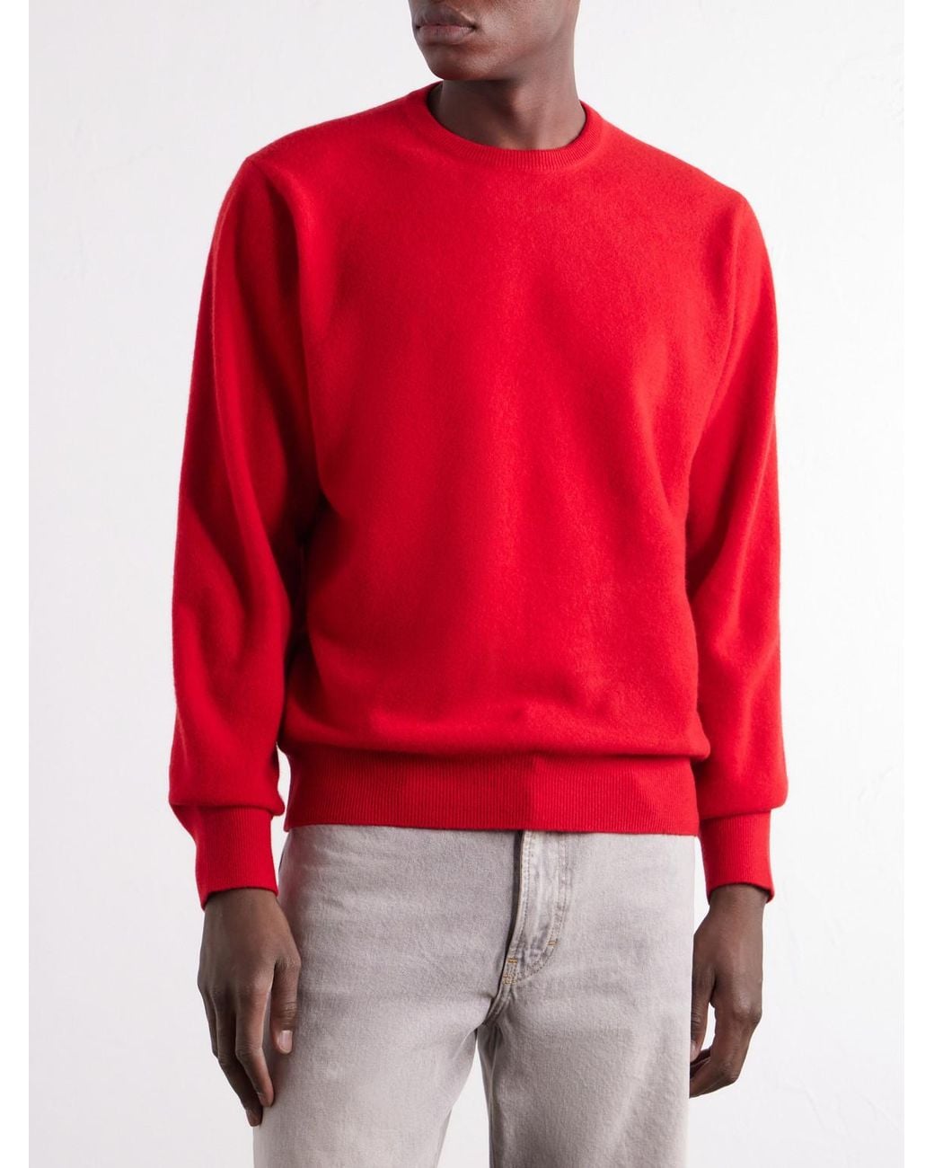 Ssstein Red Fulled Wool Sweater for men