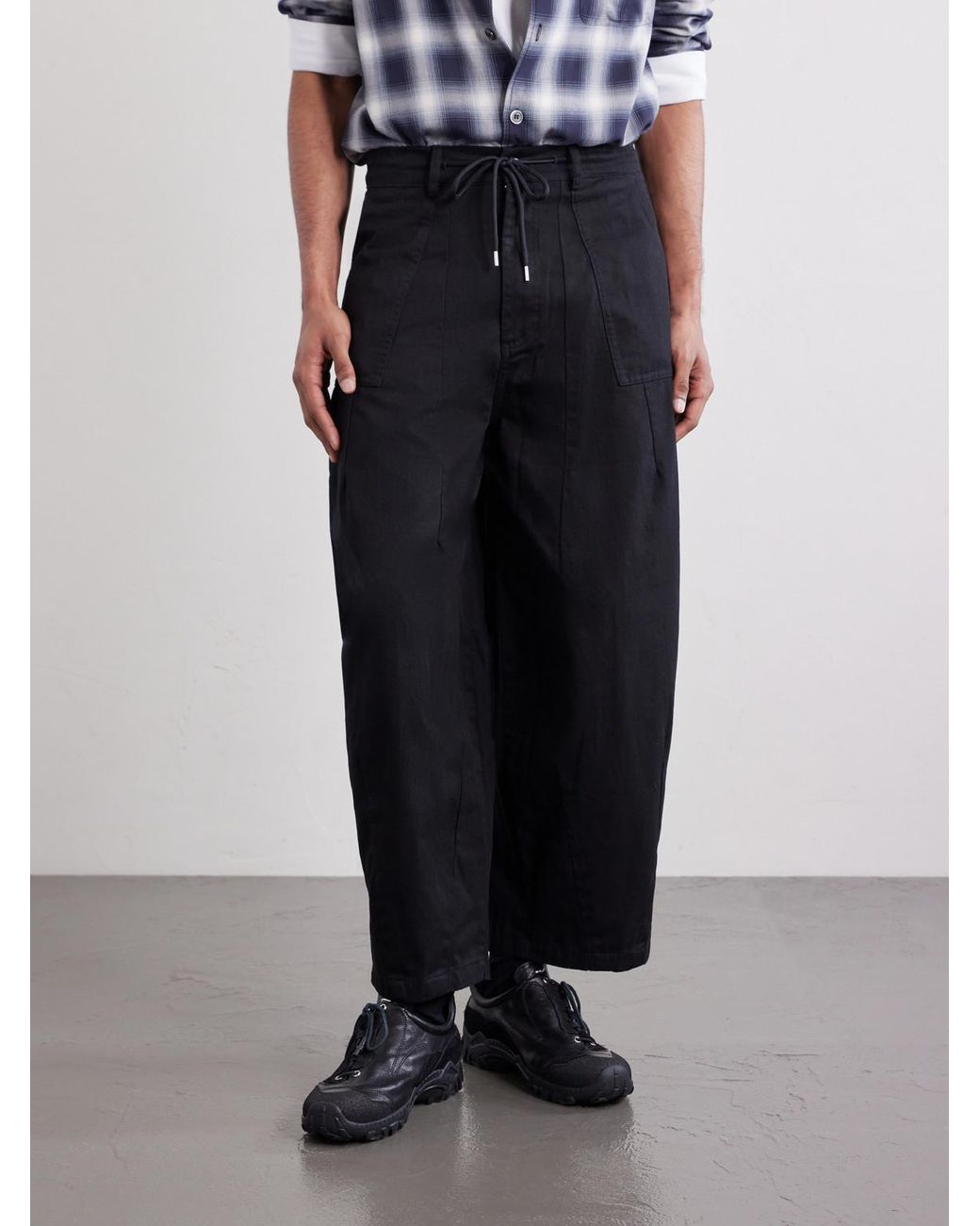 FRIZMWORKS Black Wide-Leg Cotton-Twill Trousers for men