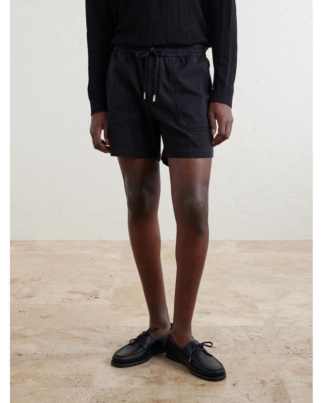 Mr P. Blue Straight-Leg Cotton Drawstring Shorts for men