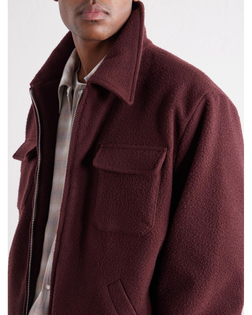 Second Layer Red Jefe Wool Blouson Jacket for men