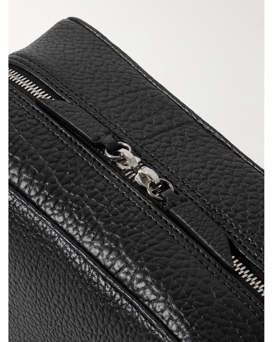Metier Black Full-Grain Leather Wash Bag for men