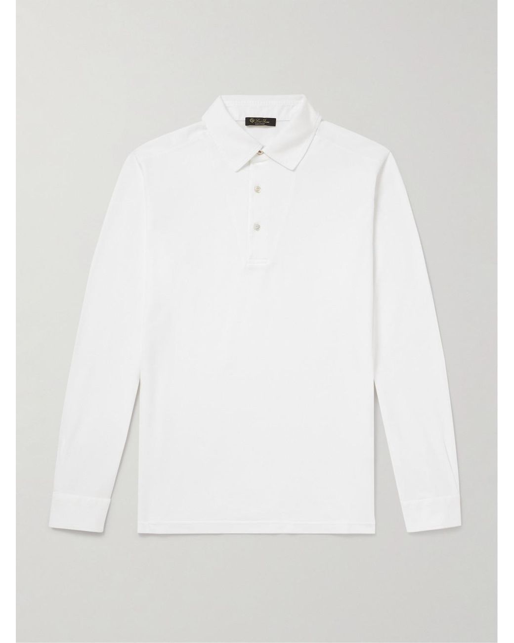 Loro Piana White Cotton-Piqué Polo Shirt for men