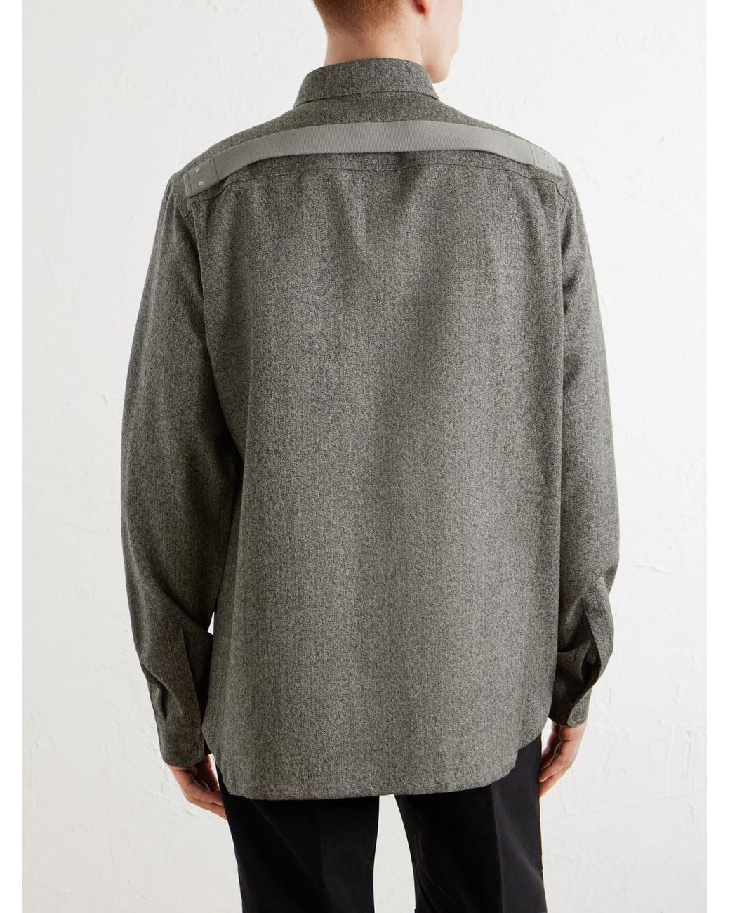 Rick Owens Gray Mélange Wool Overshirt for men
