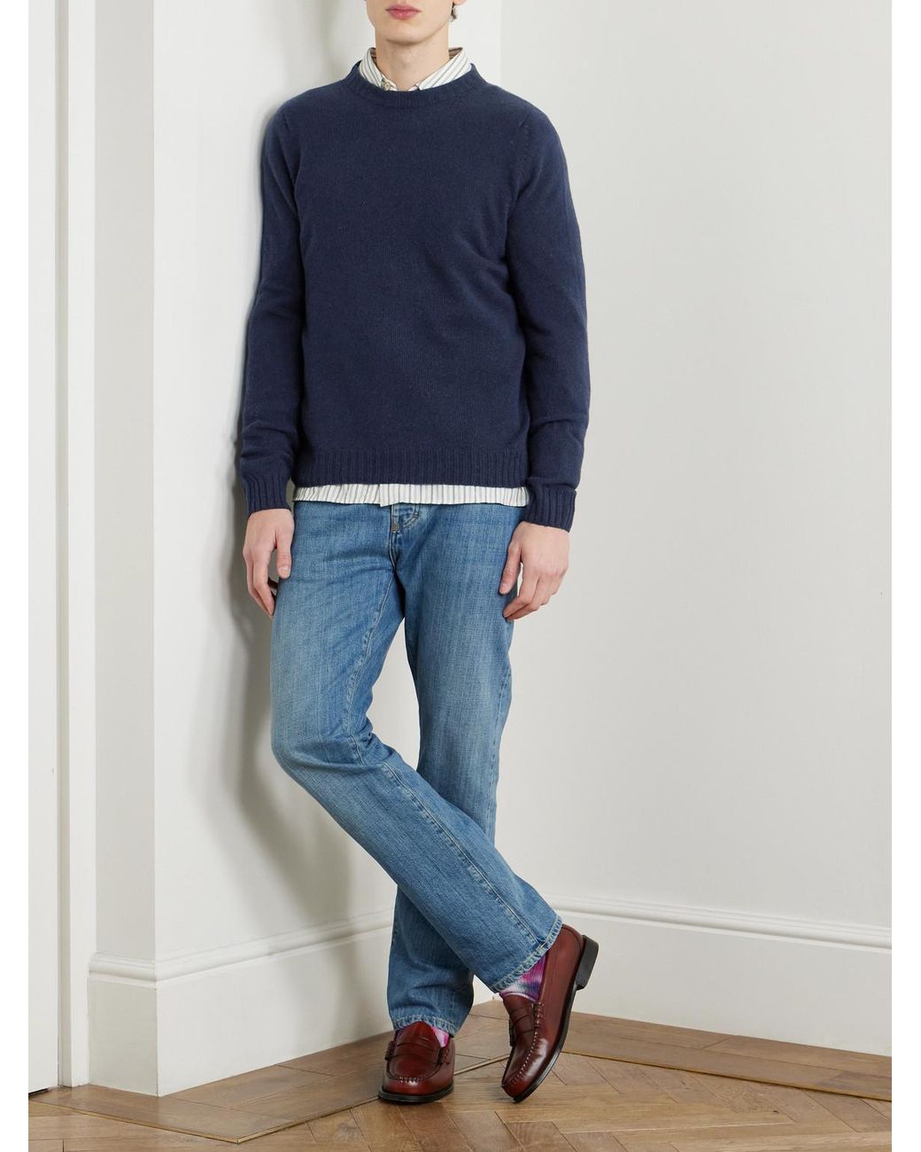 John Smedley Blue Norfolk Recycled-Cashmere And Merino Wool-Blend Sweater for men