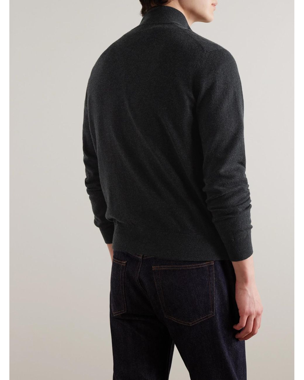 Loro Piana Blue Cashmere Zip-Up Sweater for men