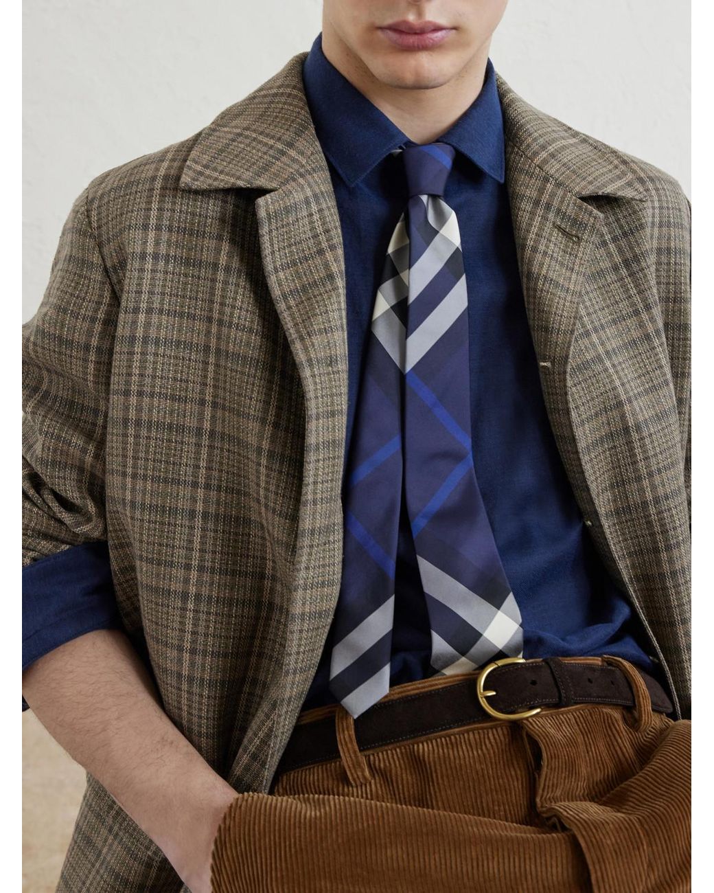 Burberry Blue 7Cm Checked Silk-Twill Tie for men