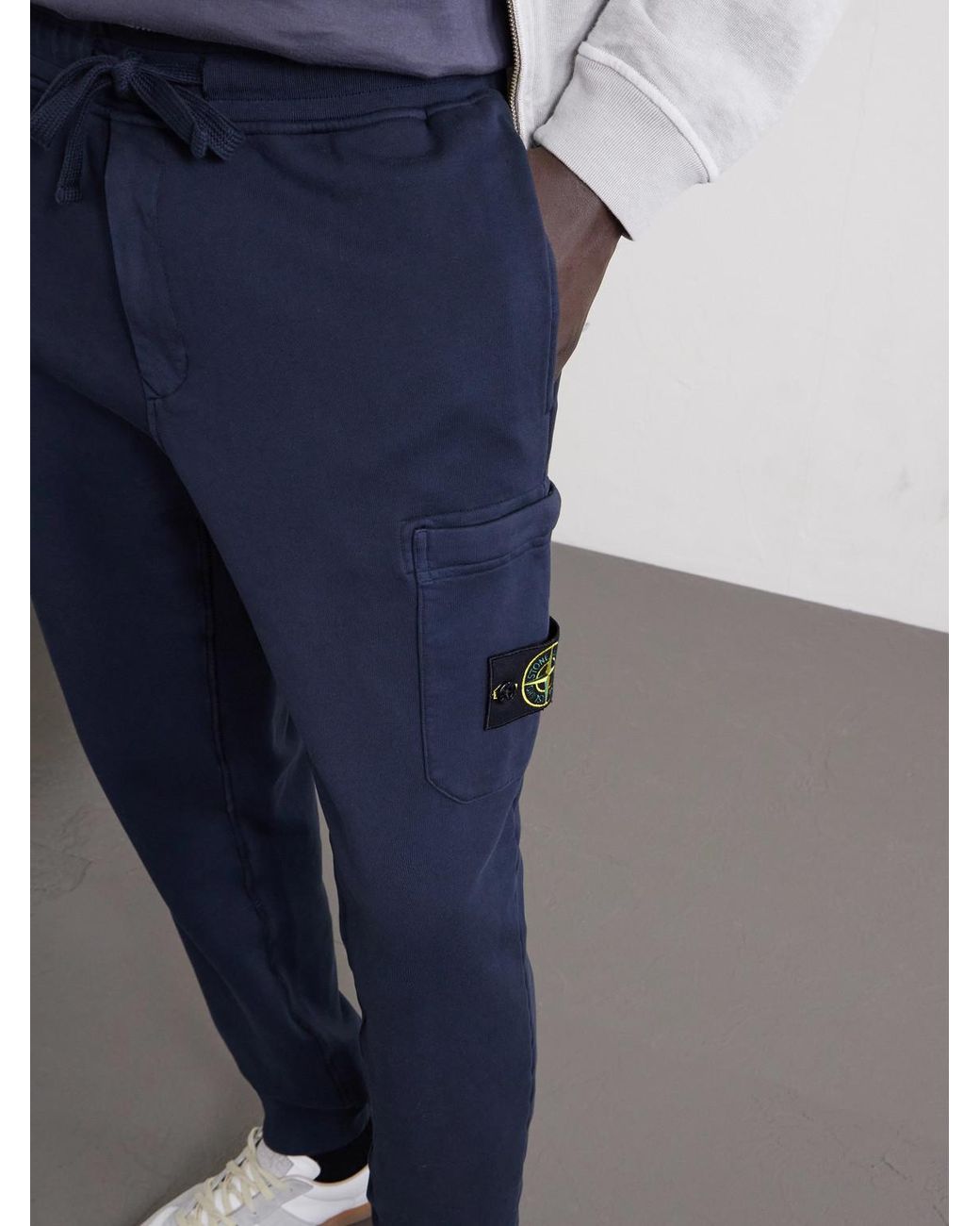 Stone Island Blue Tapered Organic Cotton-Jersey Sweatpants for men
