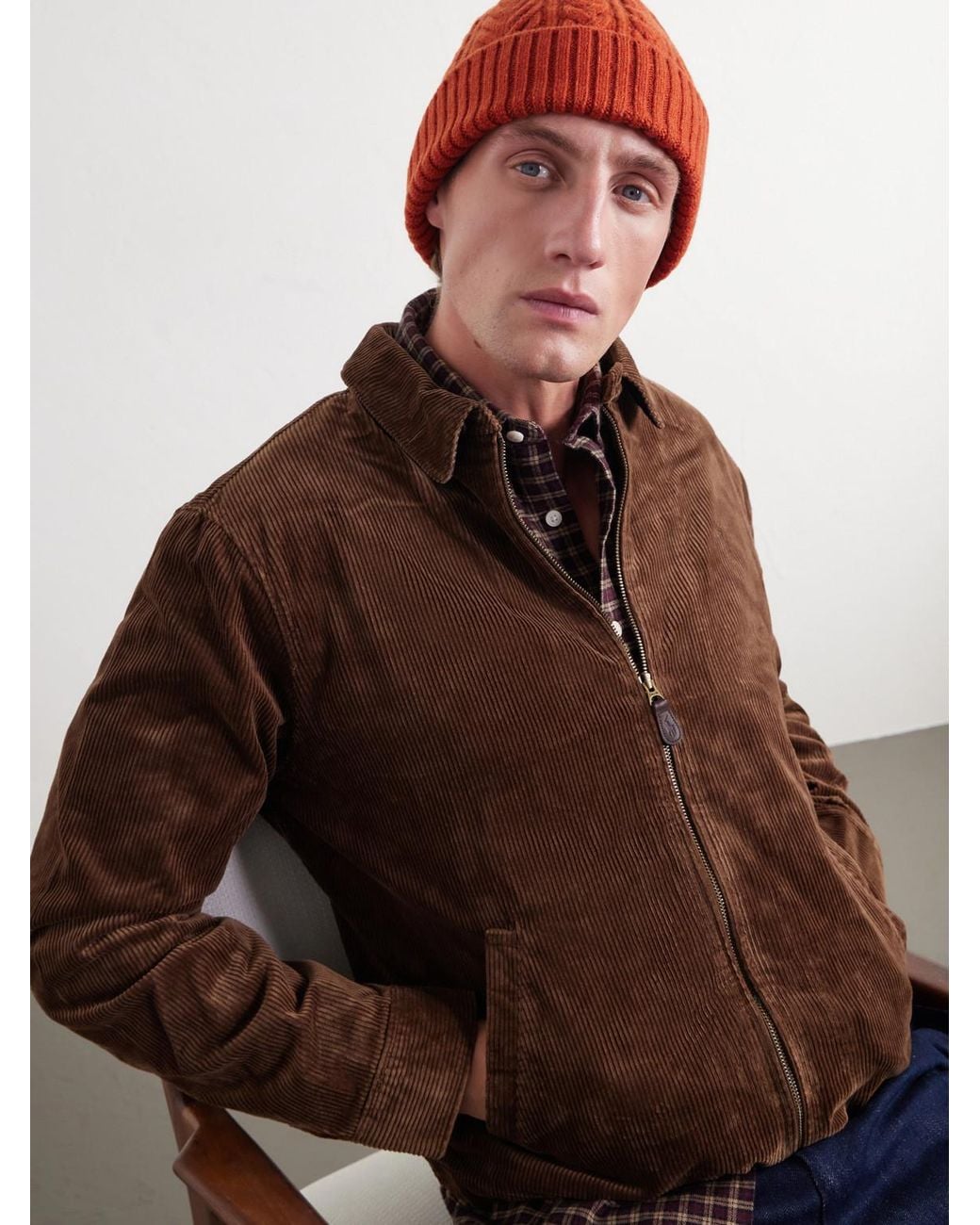 Orslow Red Aran Wool Beanie for men