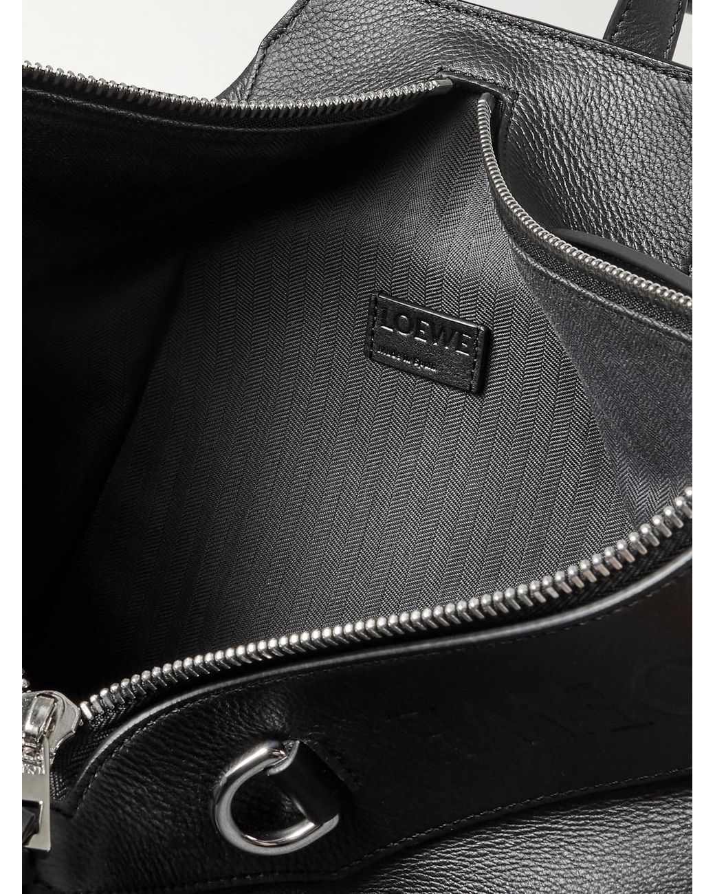 Loewe Black Convertible Logo-Debossed Mesh-Trimmed Leather Backpack for men