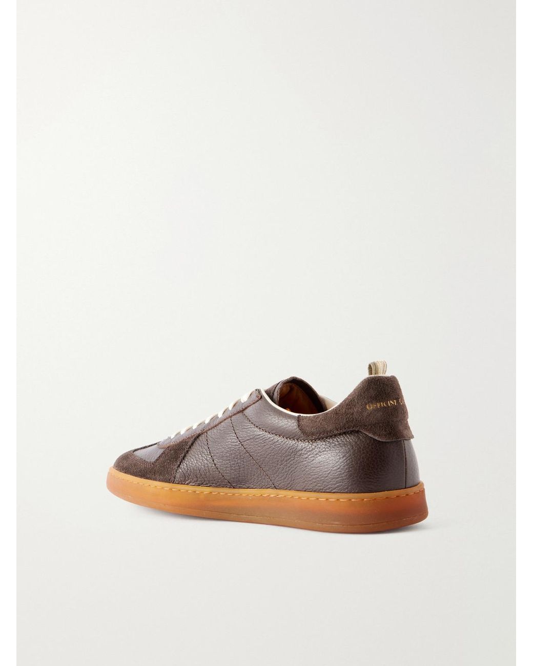 Officine Creative Brown Militia 002 Suede-trimmed Leather Sneakers for men