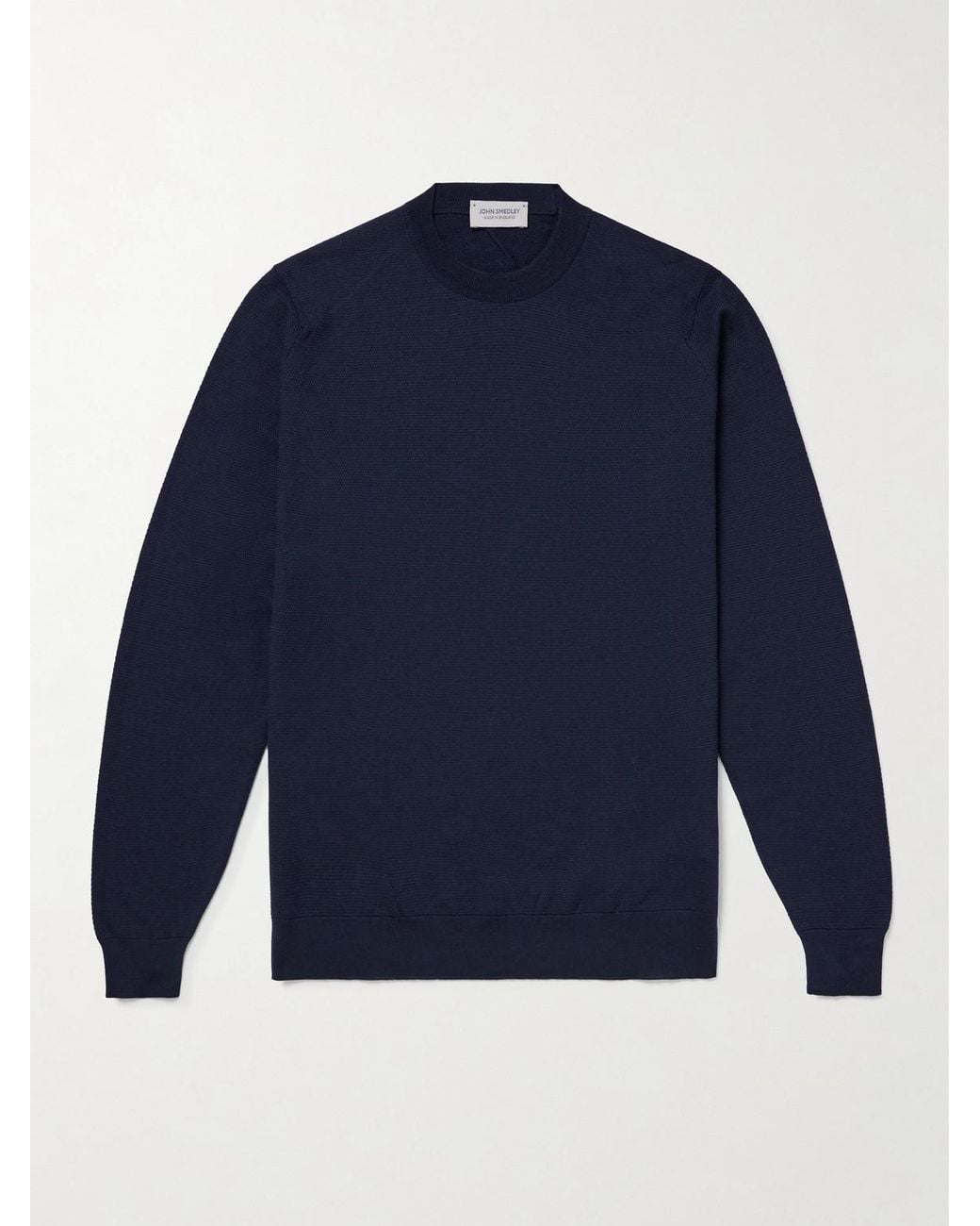 John Smedley Blue Honeycomb-Knit Merino Wool Sweater for men