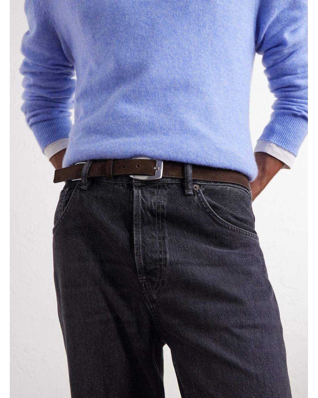 NN07 Brown 2Cm Dual 90025 Suede Belt for men