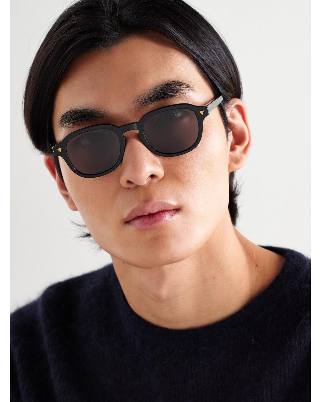 Bottega Veneta Black Round-frame Acetate Sunglasses for men