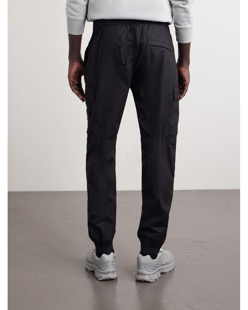 Stone Island Blue Tapered Stretch-Cotton Shell Cargo Trousers for men
