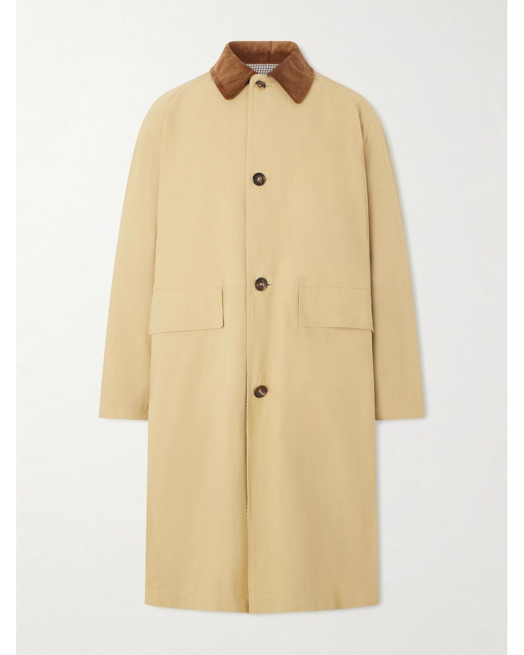 Drake's Natural Reversible Corduroy-Trimmed Cotton And Linen-Blend Jacket for men