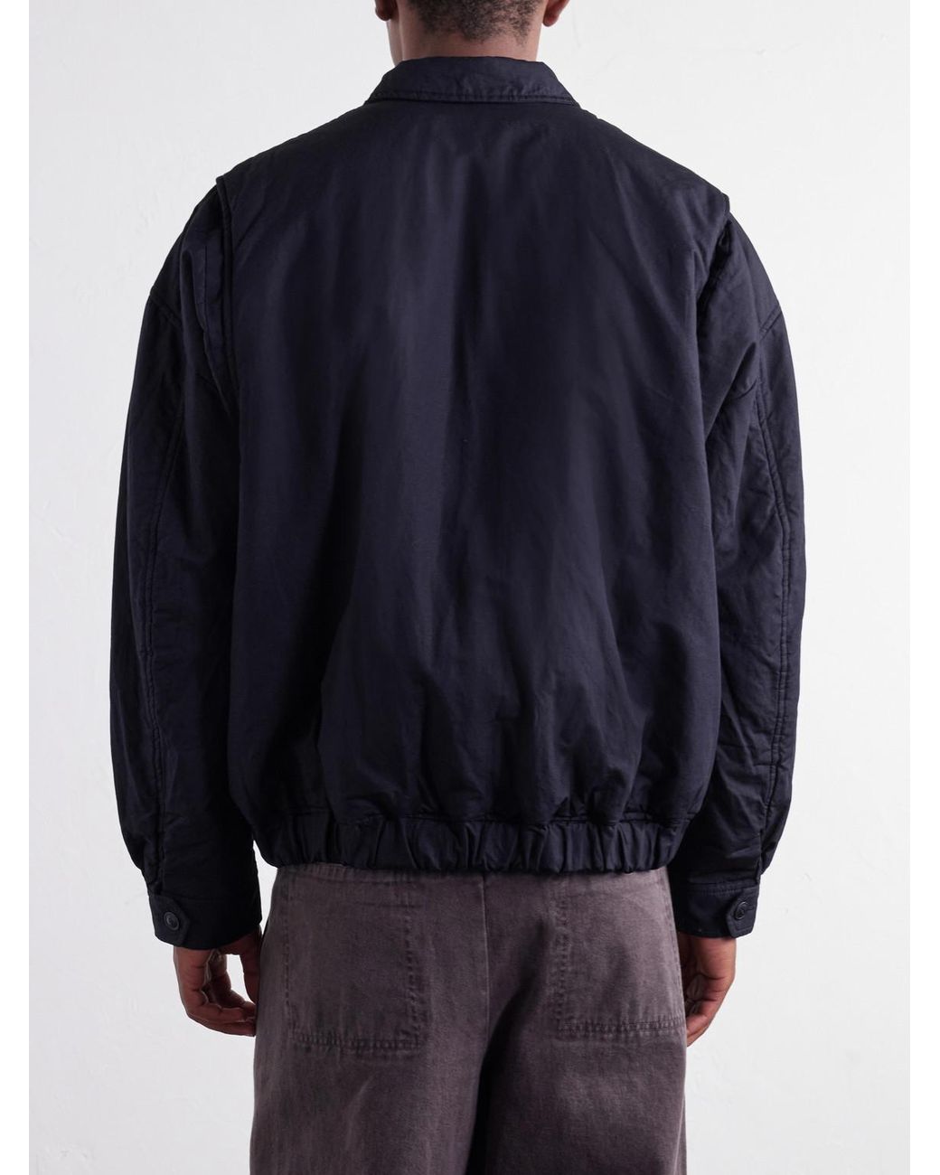 Casey Casey Blue Meaux Cotton And Linen-Blend Zip-Up Blouson Jacket for men