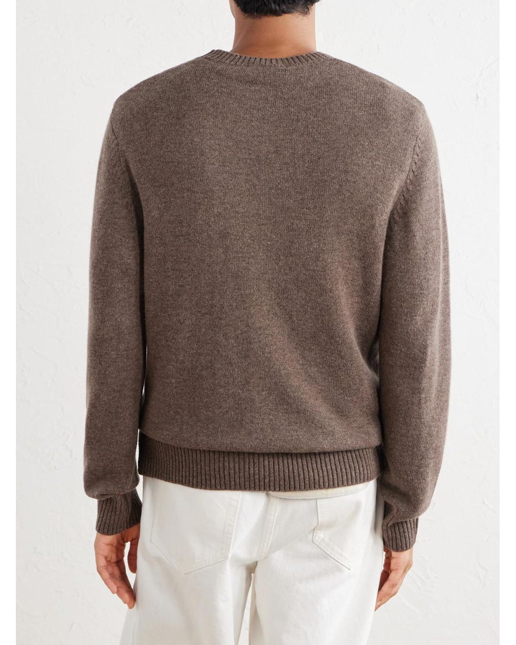 Officine Generale Brown Mycrew Merino Wool And Cashmere-Blend Sweater for men