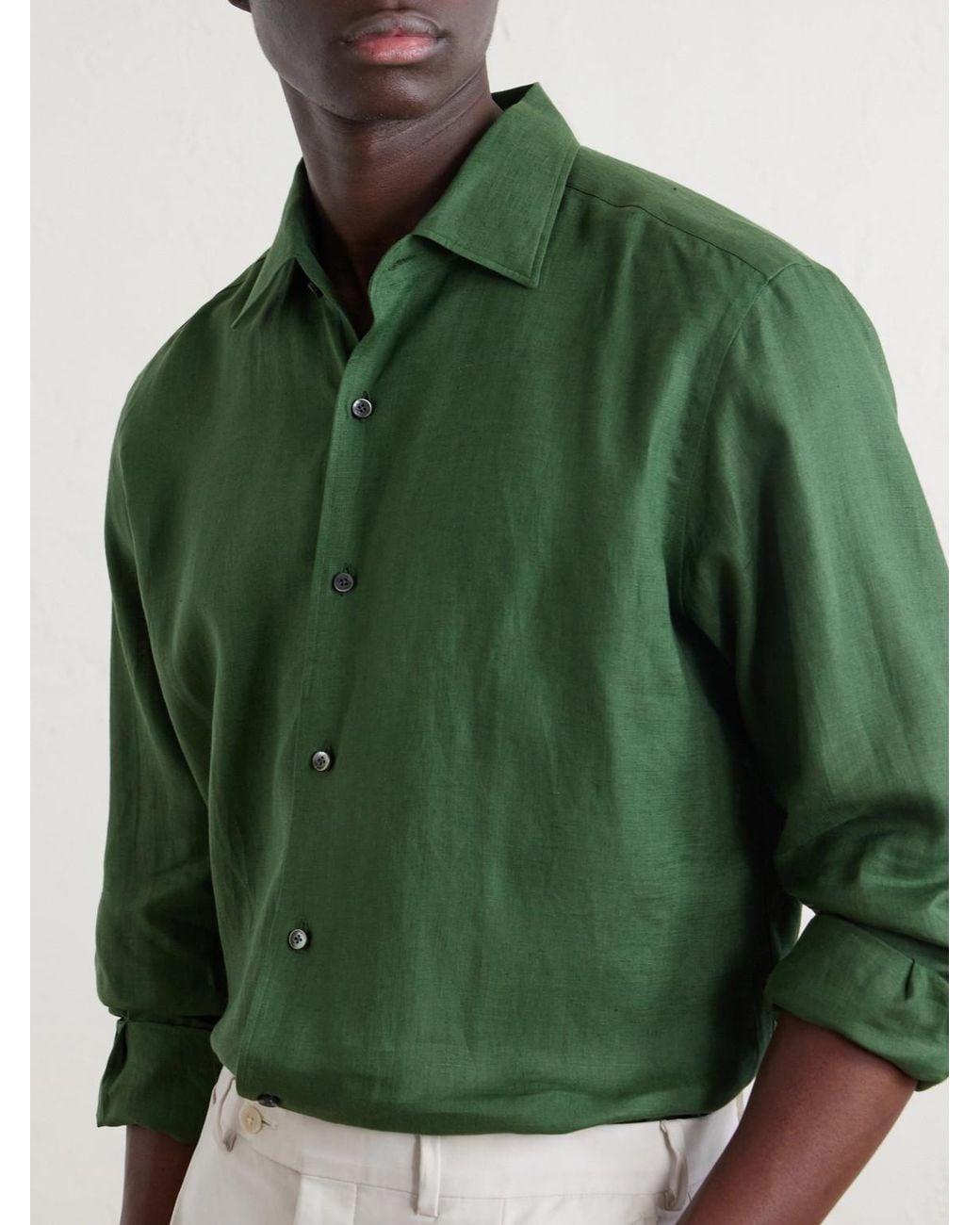 Zegna Green Oasi Linen Shirt for men
