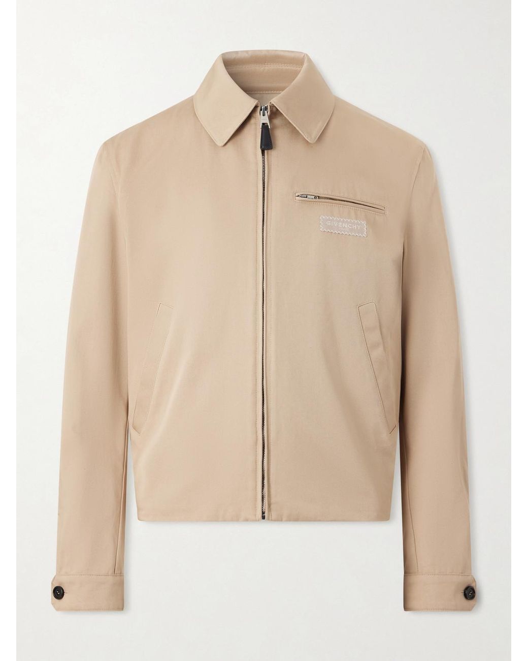 Givenchy Natural Harrington Logo-Appliquéd Cotton-Twill Jacket for men