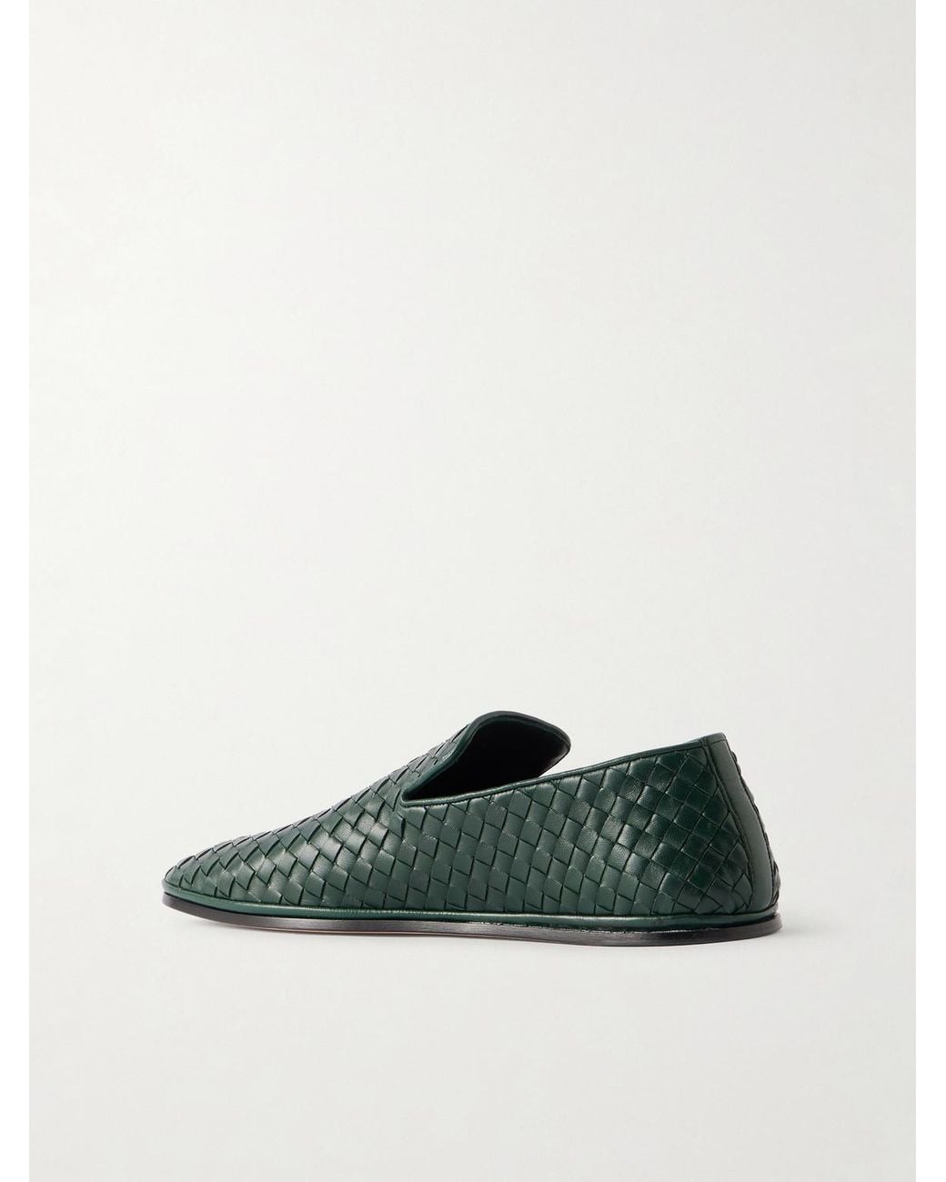 Bottega Veneta Green Palazzo Intrecciato Leather Loafers for men