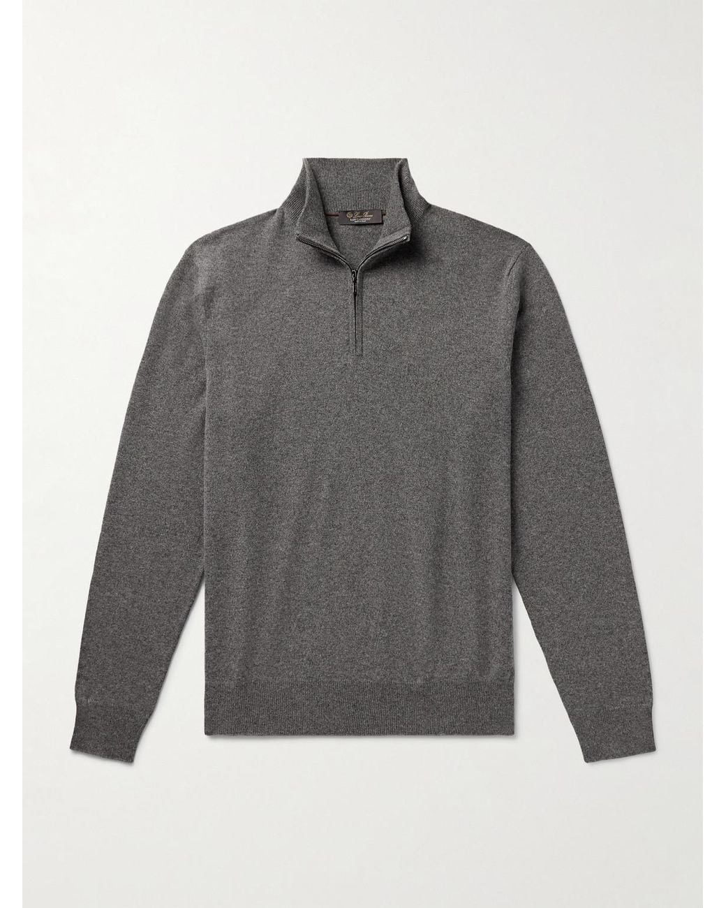 Loro Piana Gray Slim-Fit Baby Cashmere Half-Zip Sweater for men