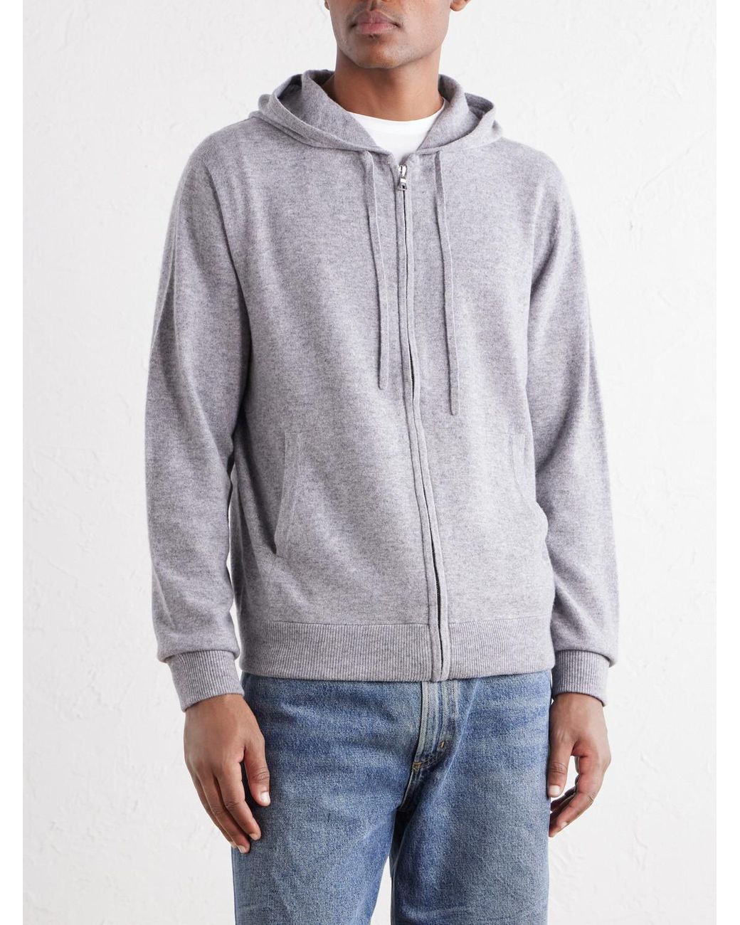 Mr P. Gray Wool And Cashmere-Blend Zip-Up Hoodie for men