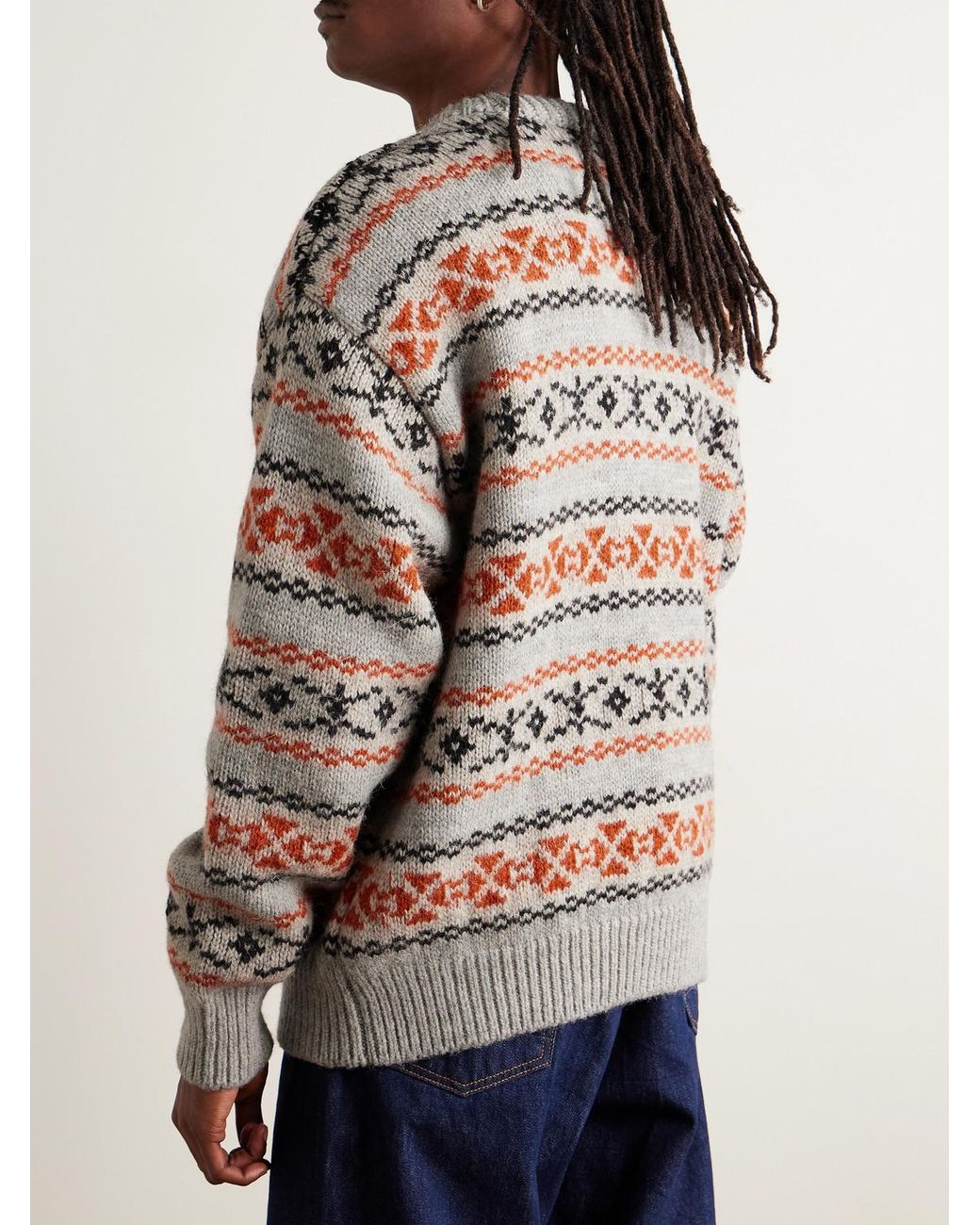 Kapital White Fair Isle Wool Sweater for men